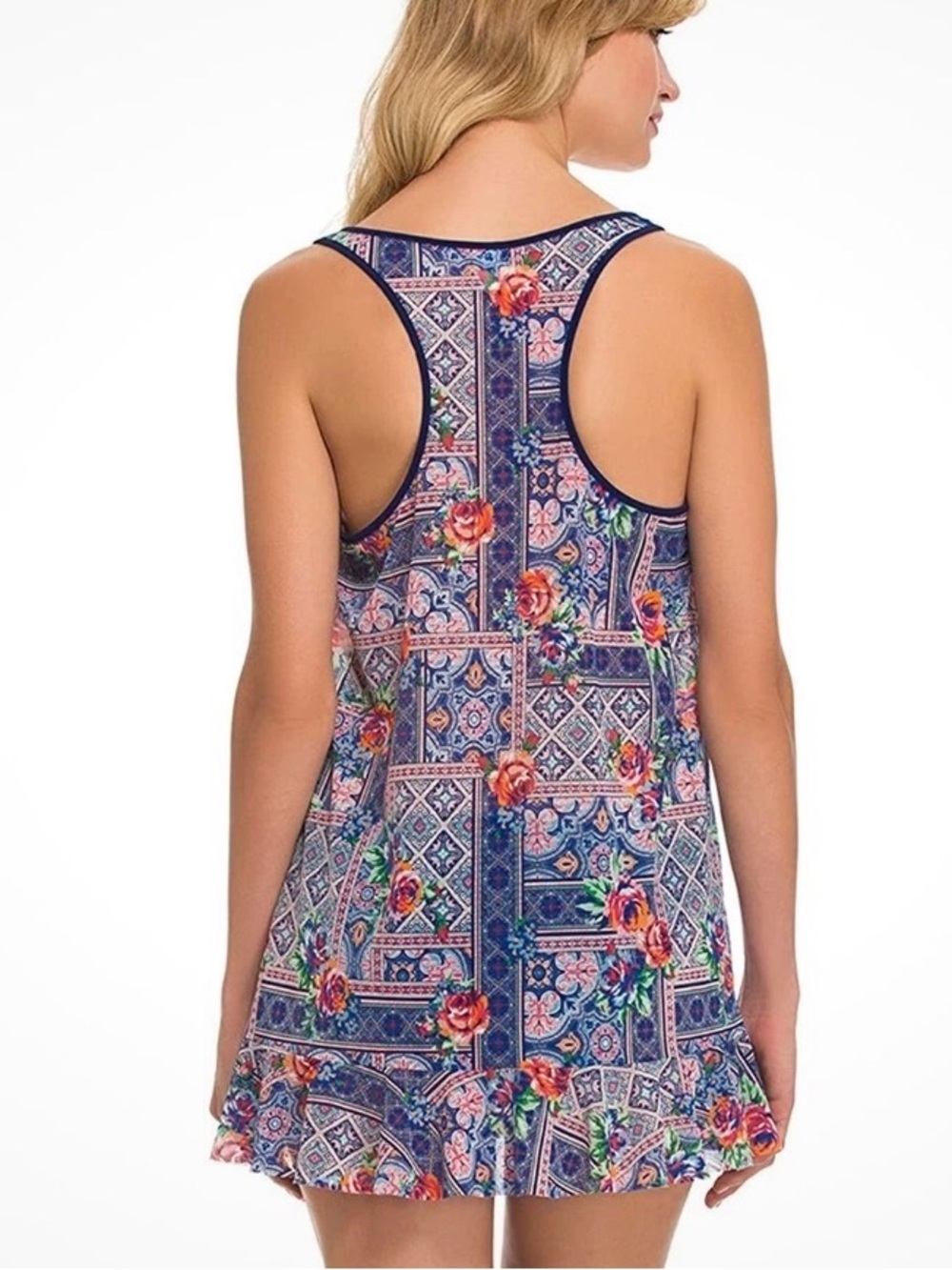 🌺 Profile Blush by Gottex Floral Sheer Swim Cover Up Tank Dress Women’s M/L - Picture 2 of 10